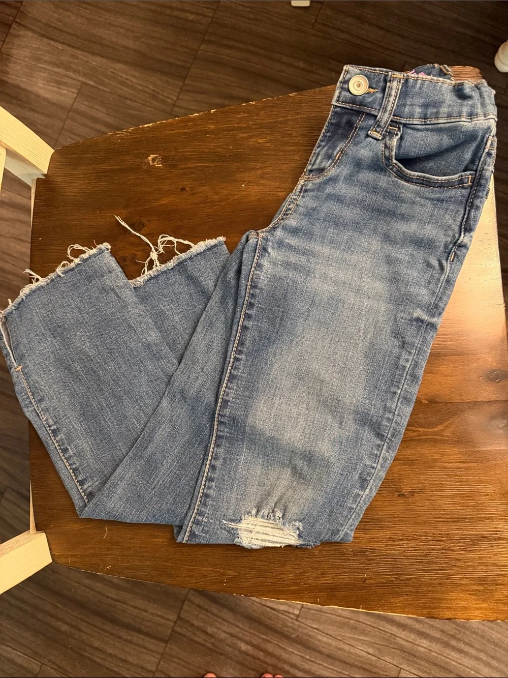 The Children's Place Girls' Mid Wash Distressed Cropped Jeans